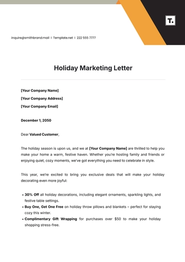 Free Holiday Marketing Letter Template to Edit Online
