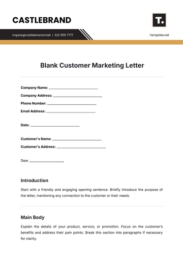 Free Blank Customer Marketing Letter Template to Edit Online