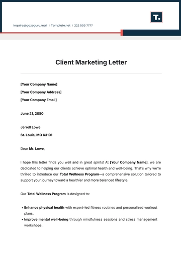 Free Client Marketing Letter Template to Edit Online
