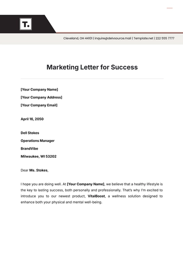 Free Marketing Letter for Success Template to Edit Online