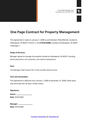 Free One Page Contract Template for Property Management to Edit Online