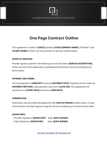 Free One Page Contract Outline Template to Edit Online