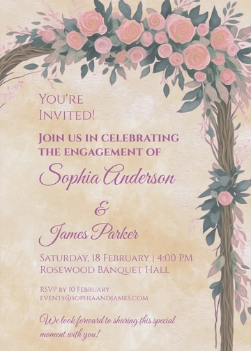 Free Beige Engagement Invitation Template to Edit Online
