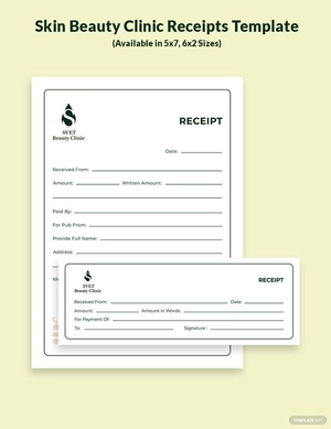 Skin Beauty Clinic Receipts Template