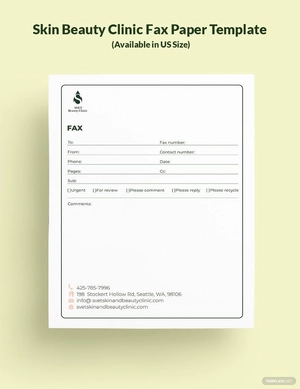 Skin Beauty Clinic Fax Paper Template