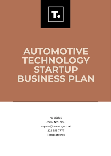 Free Automotive Technology Startup Business Plan Template to Edit Online