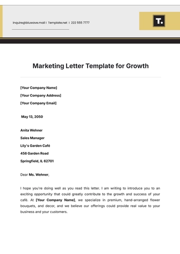 Free Marketing Letter Template for Growth Template to Edit Online
