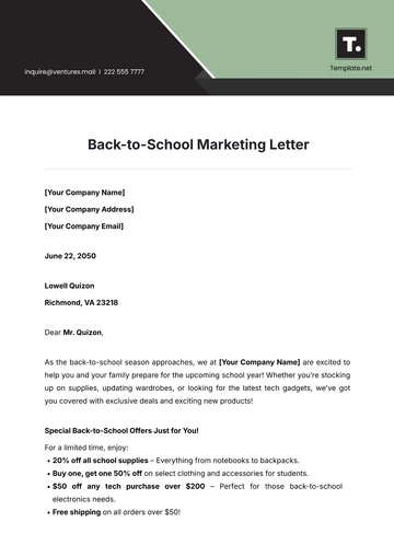 Free Back-to-School Marketing Letter Template to Edit Online