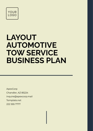 Free Layout Automotive Tow Service Business Plan Template to Edit Online