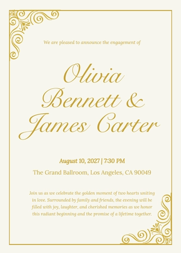 Free Gold Engagement Invitation Template to Edit Online