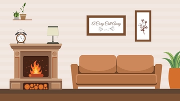 Free Fireplace Zoom Background Template to Edit Online