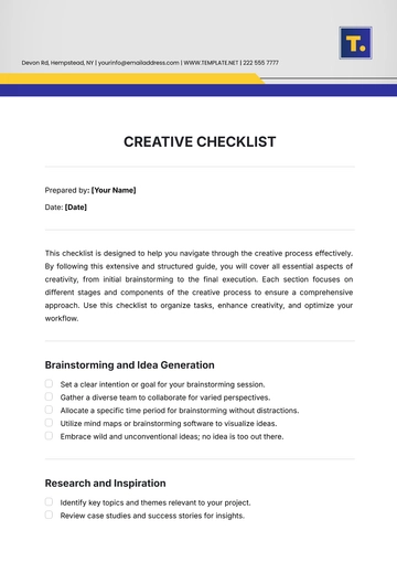 Free Creative Checklist Template to Edit Online
