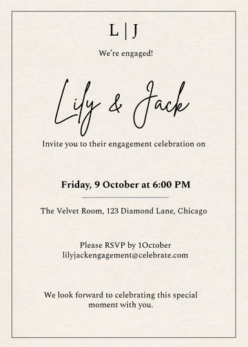 Free Monogram Name Engagement Invitation Template to Edit Online