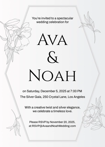 Free Creative Silver Wedding Invitation Template to Edit Online