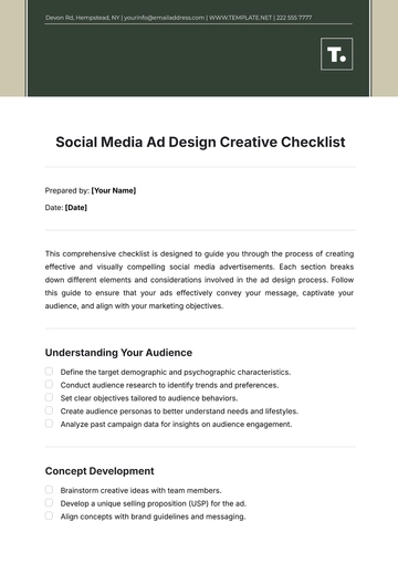 Free Social Media Ad Design  Creative Checklist Template to Edit Online