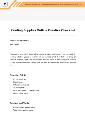 Free Painting Supplies Outline Creative Checklist Template to Edit Online