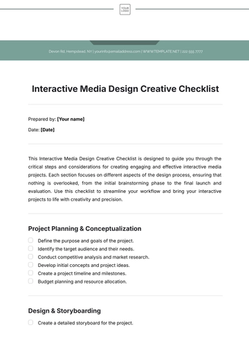 Free Interactive Media Design  Creative Checklist Template to Edit Online
