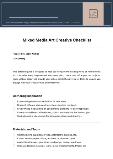 Free Mixed Media Art  Blank Creative Checklist Template to Edit Online