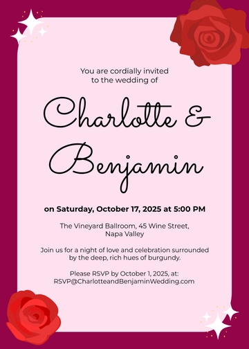 Free Burgundy Wedding Invitation Template to Edit Online
