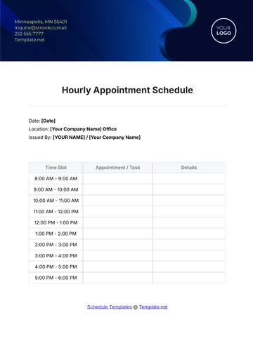 Free Hourly Appointment Schedule Template to Edit Online