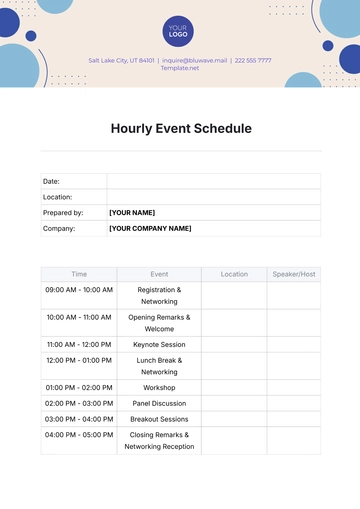 Free Hourly Event Schedule Template to Edit Online