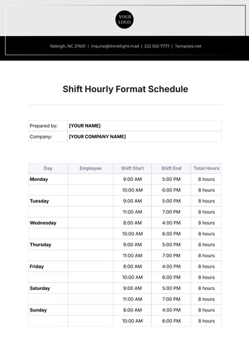Free Shift Hourly Format Schedule Template to Edit Online