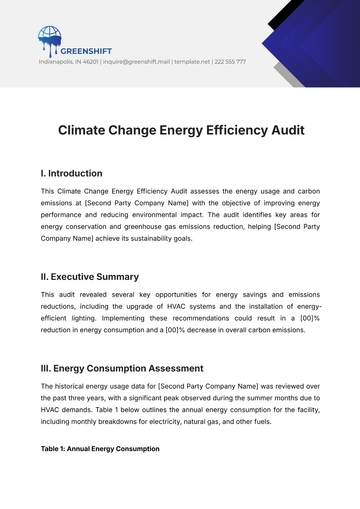 Free Climate Change Energy Efficiency Audit Template to Edit Online