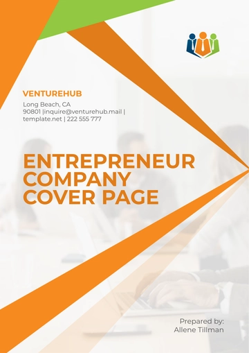 Free Entrepreneur Company Cover Page Template to Edit Online