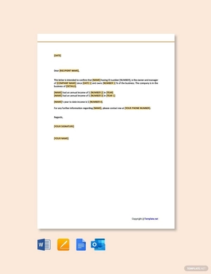 Proof of Income Letter for Self Employed