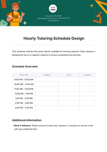 Free Hourly Tutoring Schedule Design Template to Edit Online