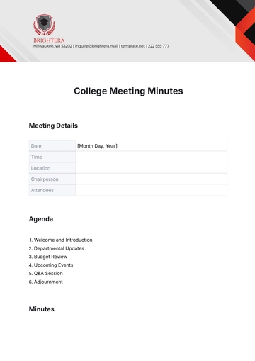 Free College Meeting Minutes Template to Edit Online