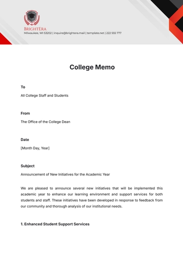 Free College Memo Template to Edit Online
