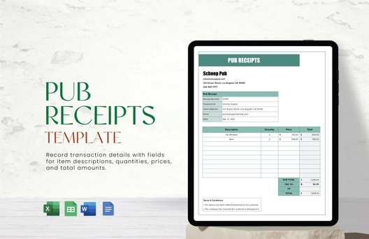 Pub Receipts Template