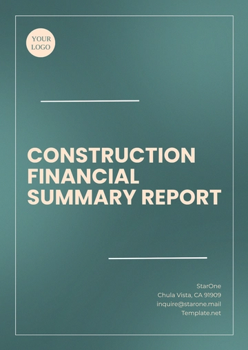 Free Construction Financial Summary Report Template to Edit Online