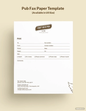 Pub Fax Paper Template