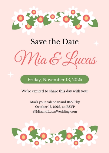 Free Aesthetic Save the Date Invitation Template to Edit Online