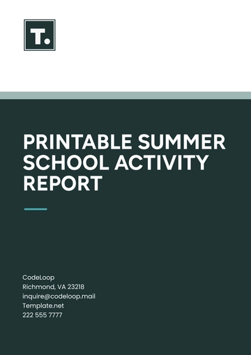 Free Printable Summer School Activity Report Template to Edit Online
