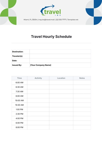 Free Travel Hourly Schedule Template to Edit Online