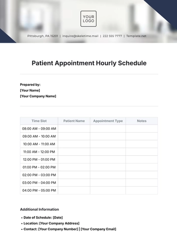 Free Patient Appointment Hourly Schedule Template to Edit Online