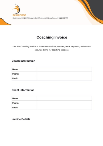 Free Coaching Invoice Template to Edit Online