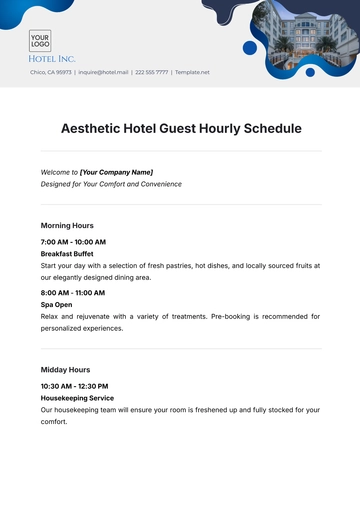 Free Aesthetic Hotel Guest Hourly Schedule Template to Edit Online