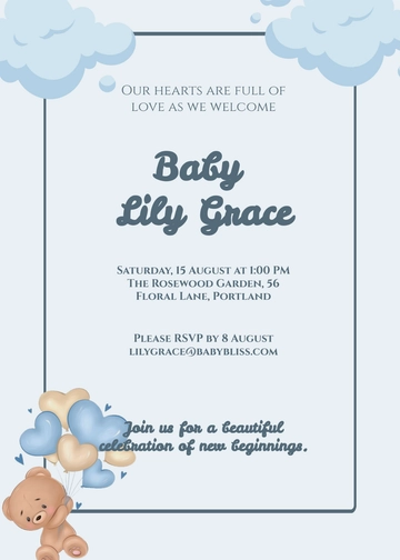 Free Aesthetic Floral Baby Invitation Template to Edit Online