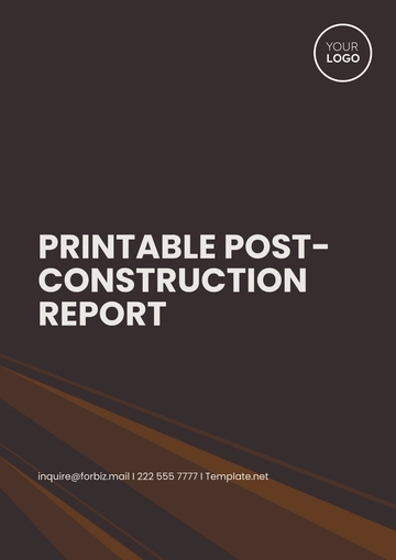 Free Printable Post-Construction Report Template to Edit Online