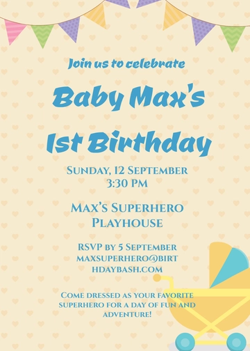 Free Themed Baby Invitation Template to Edit Online