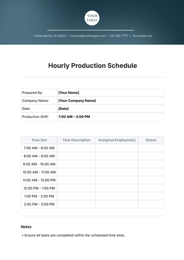 Free Hourly Production Schedule Template to Edit Online