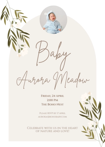 Free Boho Baby Invitation Template to Edit Online | Template.net
