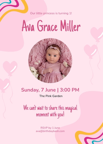 Free Baby Girl Party Invitation Template to Edit Online