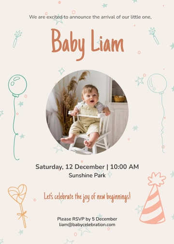 Free Baby Invitation Background Template to Edit Online