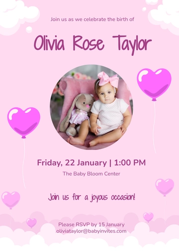 Free Editable Baby Invitation Template to Edit Online