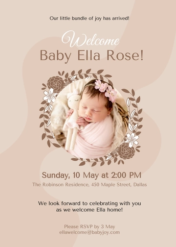 Free Welcome Home Baby Invitation Template to Edit Online